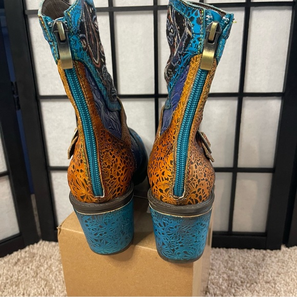 Women’s Bohemian Western Inspired Multicolor Ankle Boots Size 37 - Picture 3 of 6